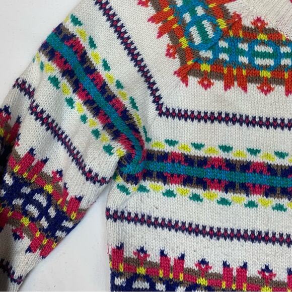 old navy women's medium faire isle knit sweater casual white colorful holiday - Picture 5 of 9